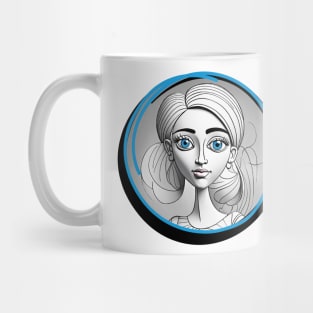 Pretty Girl Portrait - Line Art Design Mug